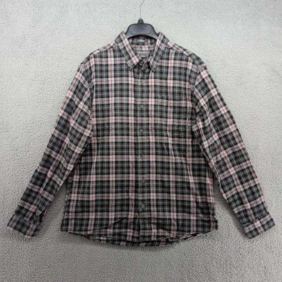 Eddie Bauer Shirt Mens Large Red Black‎ White Tartan Plaid Button Up Flannel - Picture 1 of 8